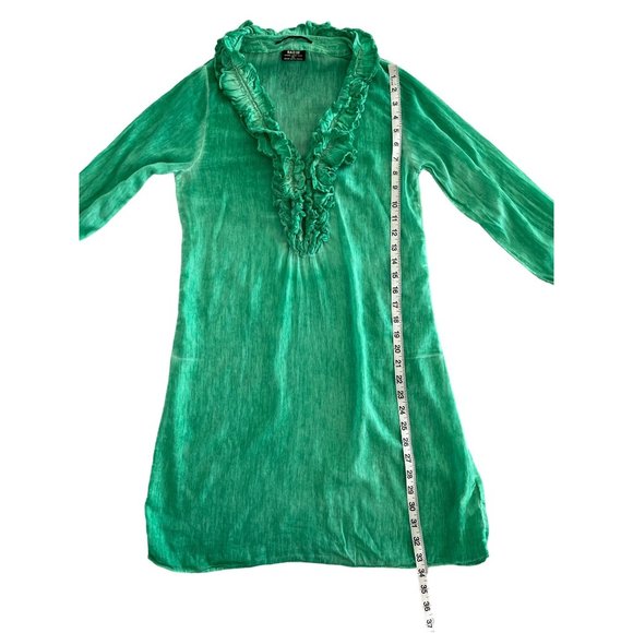 RA-RE Womens Dress Swim Cover Up Ruffle‎ Neck Silk Blend Green 44 IT 6-8 Logo - Picture 4 of 11
